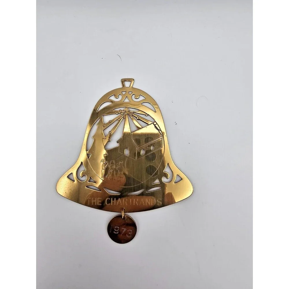 The Chartrands 1973 Brass Bell Ornament Architectural Cut Out Christmas